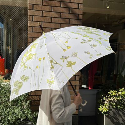 イイダ傘店×KIYATA 長傘 雨傘 ウサギ木彫りアカツメクサ 60-